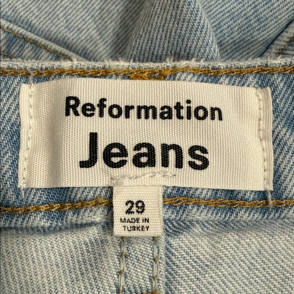 Reformation Cynthia High Rise Straight Leg Jeans In Tahoe Destroyed Wash Size 29 - Picture 7 of 9